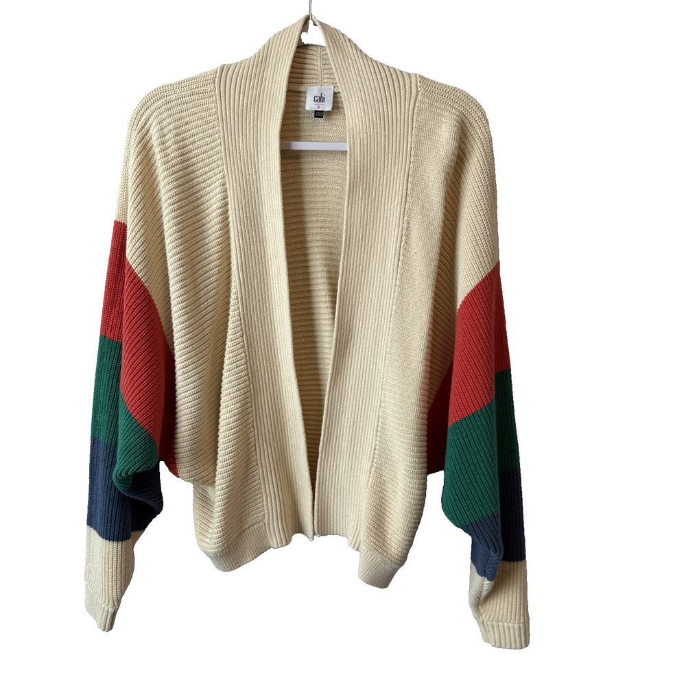 Cabi Trio Sophia Rainbow Stripe Dolman Sleeve Open Cardigan Sz S Oversized Boho